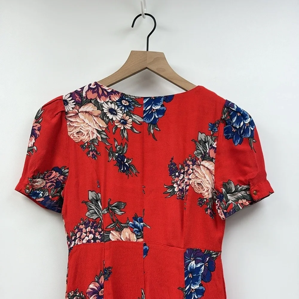 Anthropologie Red Floral Mini Dress - Picture 7 of 9